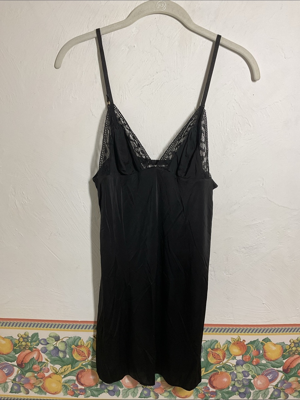Victoria's Secret Black Lace Trim Low Back Slip Dress Chemise Size M